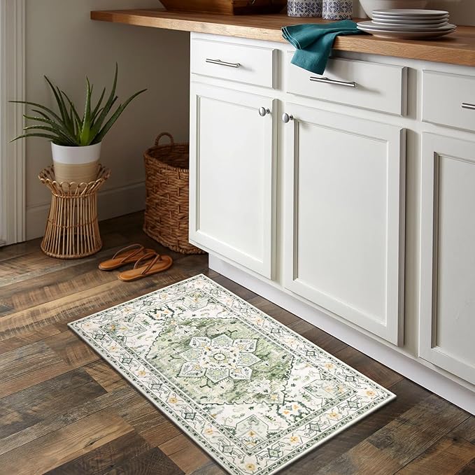 Yamaziot Washable Area Rug, 2x3 Small Entryway Rug Non-Slip Boho Vintage Rug - Image 6