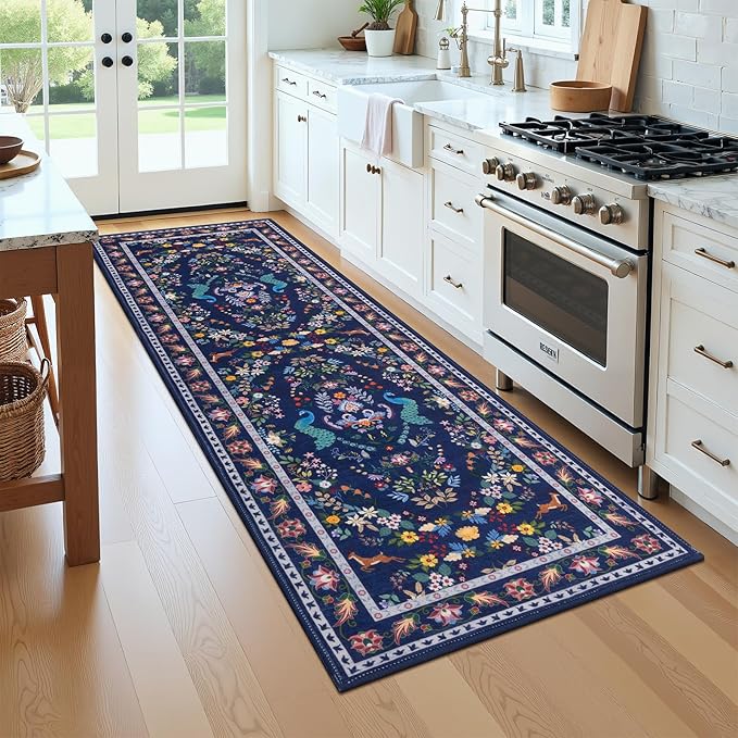 HEBE Washable Hallway Runner Rug 2'x 8' Non Slip Kitchen Rugs Runner, Low Pile - Image 9