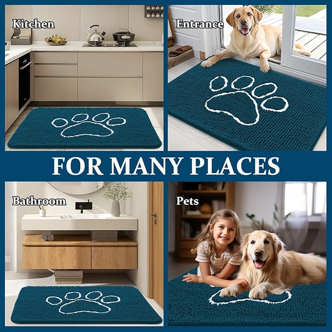 OLANLY Dog Door Mat for Muddy Paws 70x24, Paw Print Design, Absorbs Moisture - Image 8