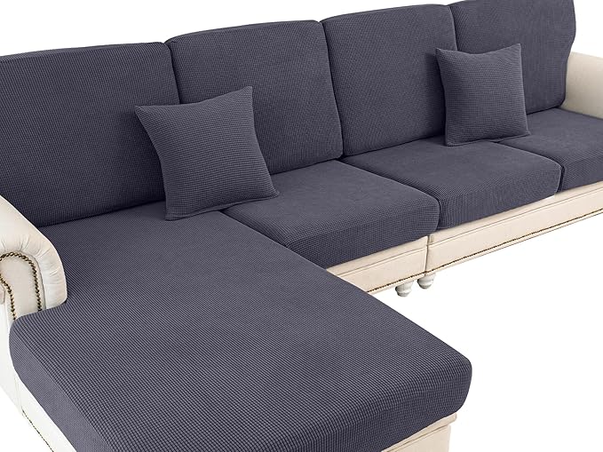 Couch Cushion Covers for Sectional Sofa L Shape Washable Separate Seat Chaise by LA+MEACK