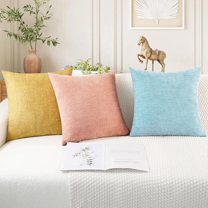 CaliTime Throw Pillow Covers Decorative 18 X 18 Inches Pack of 2 Cozy Chenille - Image 5