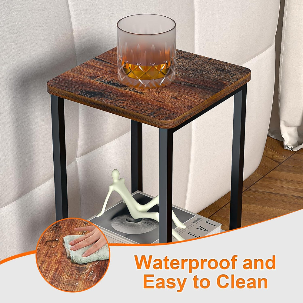 10" Wide Square Drink Table with Adjustable Feet - 3-Tier Small Side Tab...