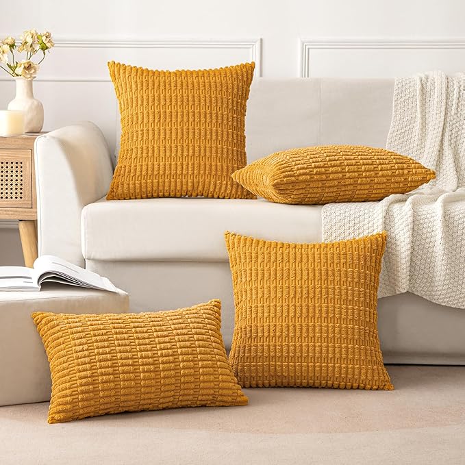 MIULEE Pack of 2 Corduroy Decorative Throw Pillow Covers 18x18 Inch Soft Boho - Image 3