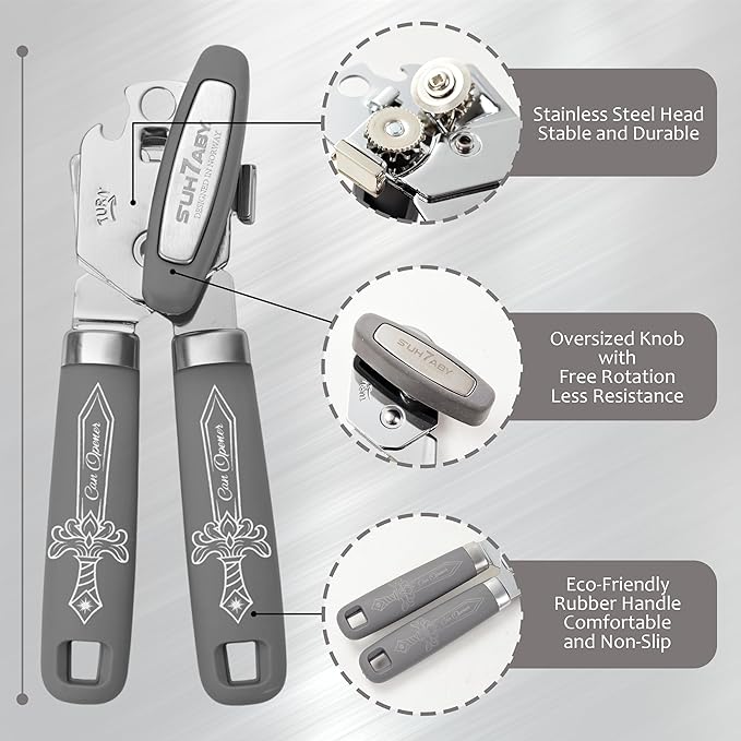 Manual Can Opener with Magnet, Heavy Duty Hand Can and Bottle Opener with - Image 2