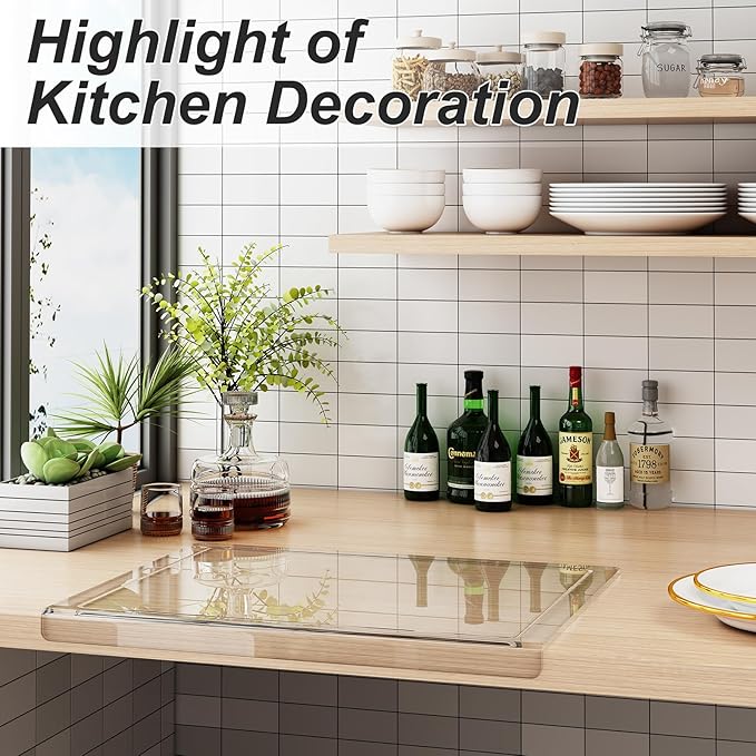 JJL Acrylic Cutting Board with Counter Lip, 24 x 18 Inches, Food-Grade - Image 3