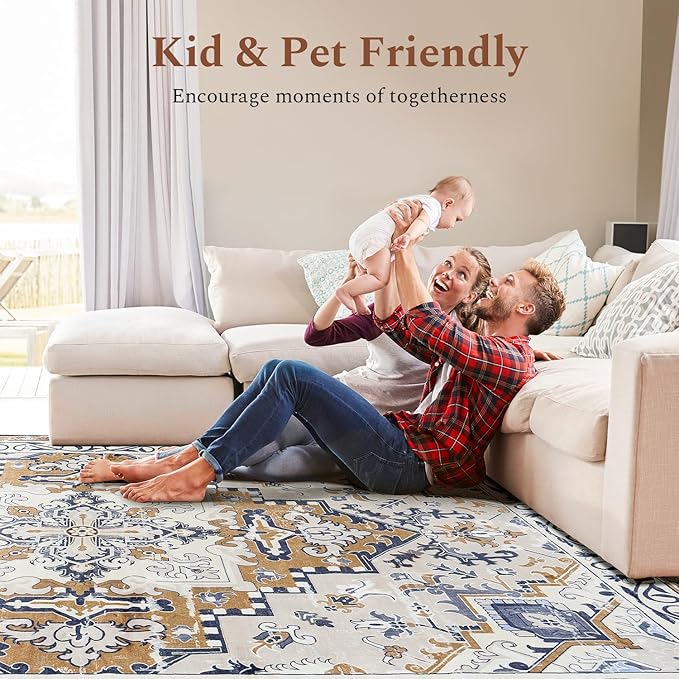 Rugflix 9x12 Area Rug for Living Room, Machine Washable Area Rugs - Image 9