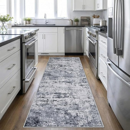 2.6'x8' Runner Rug Washable Rug;Modern Abstract Soft Thin Runner Rug Grey by FXRHLP