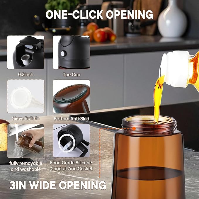16oz/470ml Olive Oil Sprayer for Cooking, 2 in 1 Oil Dispenser Bottle Spray and - Image 4