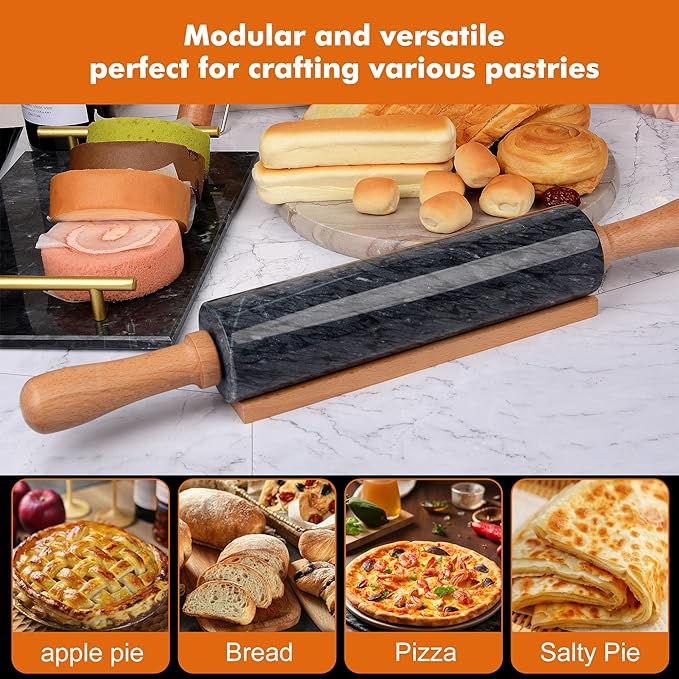 18.5 inches Marble Rolling Pin, Large Non-Stick Dough Roller,