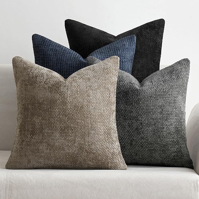 MIULEE Pack of 4 Couch Throw Pillow Covers 20x20 Inch Neutral Navy/Grey Soft by MIULEE