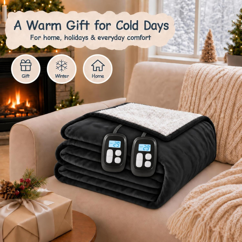 Soypipo Electric Heated Blanket King 90"x100" - Dark Gray, ETL Cert...