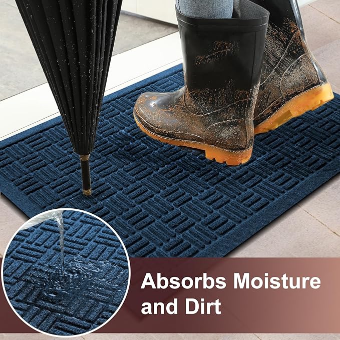 Mibao Front Door Mat Indoor Outdoor Entrance, Dirt Trapping Welcome Mats - Image 3