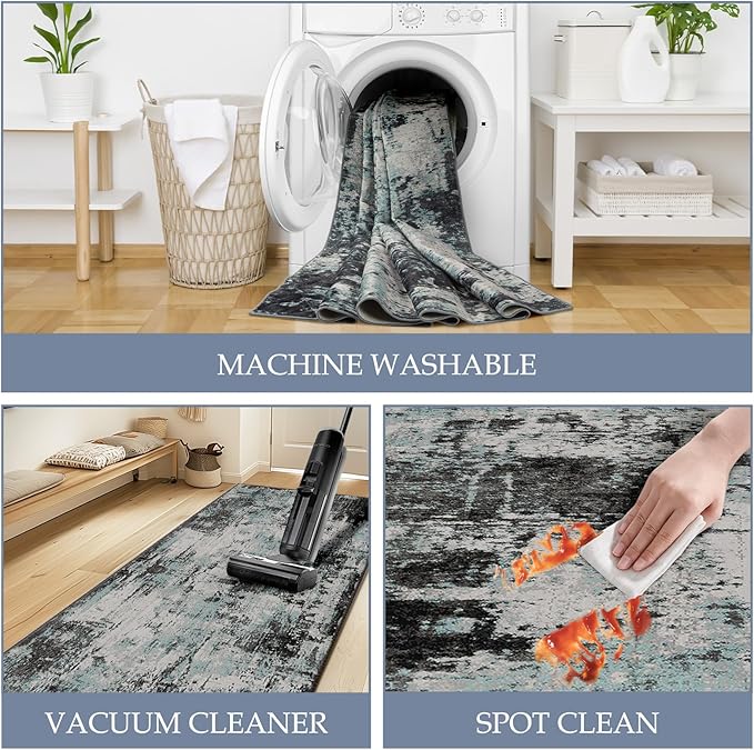 Washable Area Rugs 6'x8' Non-Slip Modern Abstract Soft - Image 5