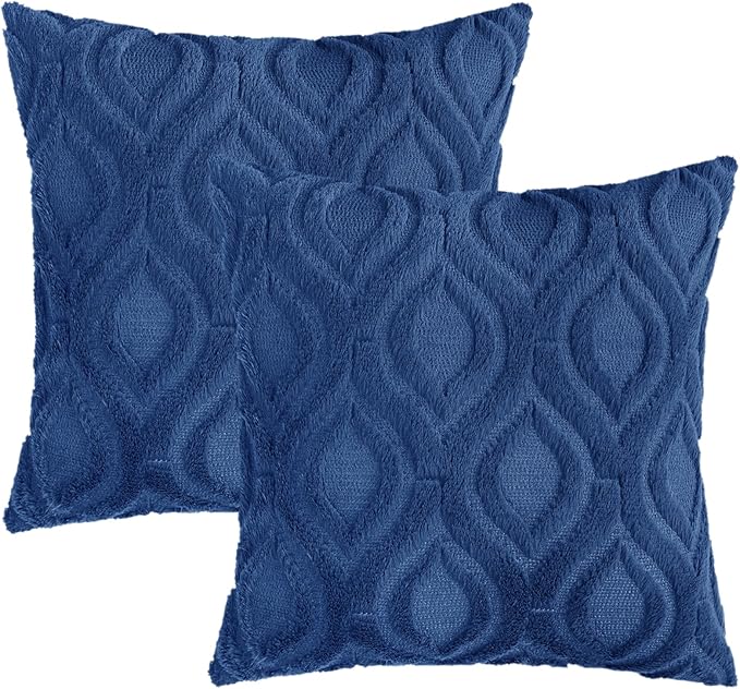 decorUhome Throw Pillow Covers 20x20 Inch Set of 2, Soft Plush Faux Wool Dark - Image 8