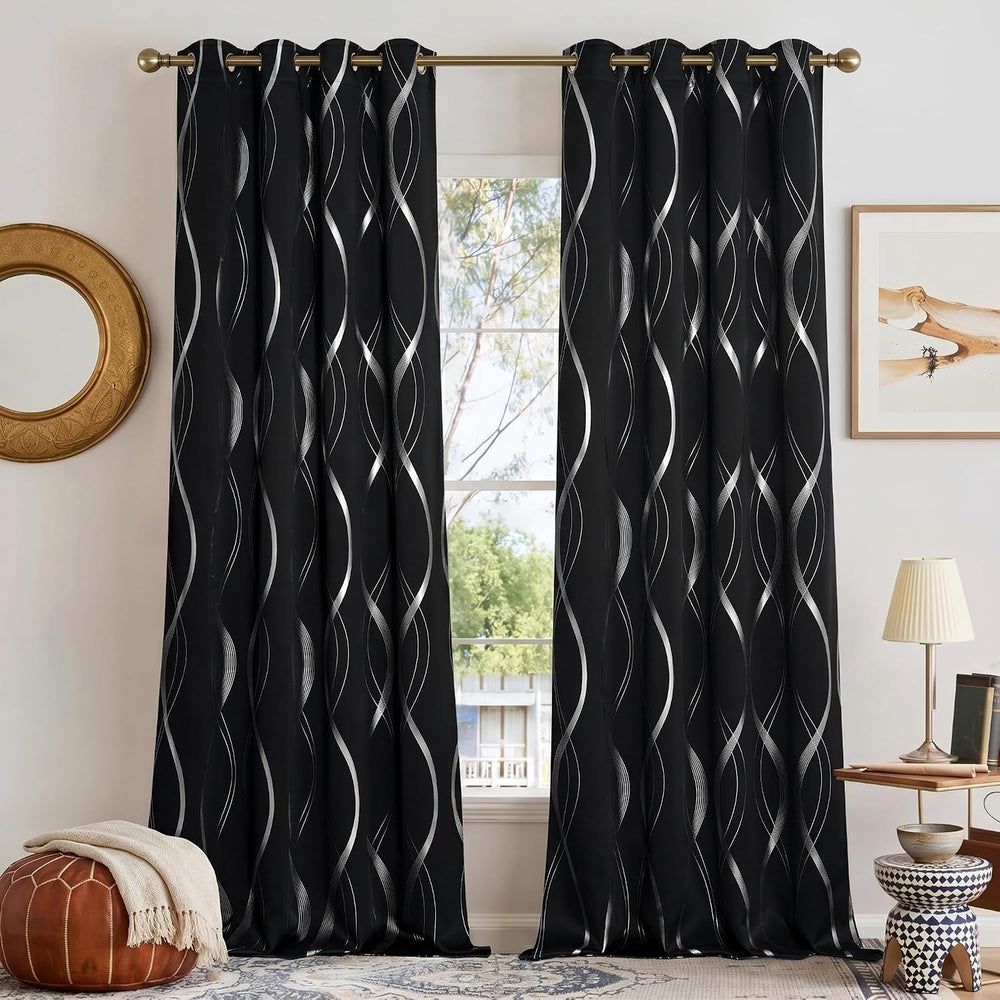 NICETOWN Black Out Grommet Pattern Curtain Panels 84 inches Long