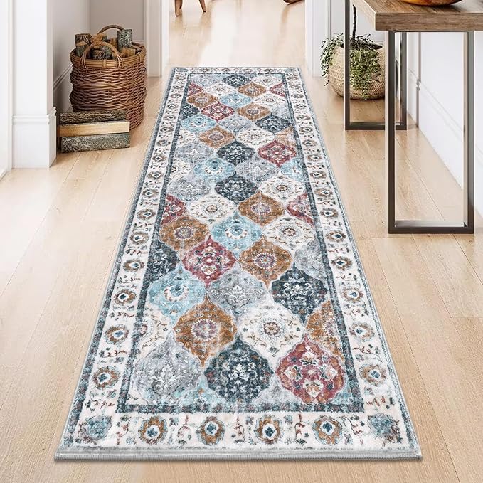 HEBE Hallway Runner Rug 2'x6' Washable Vintage Distressed Area Rugs Non Slip - Image 9