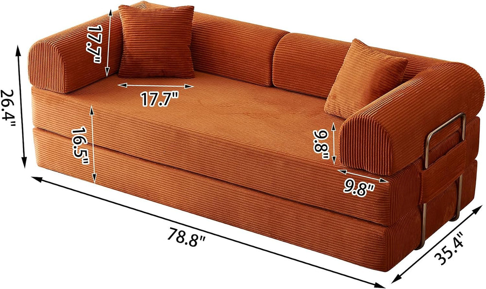 Eafurn 4-in-1 Boneless Convertible Sofa Bed, 79" Folding Mattress Couch ...