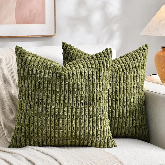 Fancy Homi 4 Packs Boho Moss Green Decorative Throw Pillow Covers 26x26 Inch - Image 6