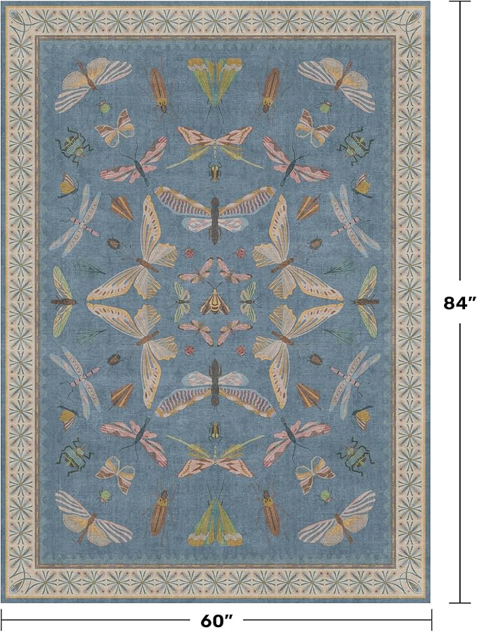 Hazo Haus 6x9 Blue Floral Rug for Dining Room Table - Image 2