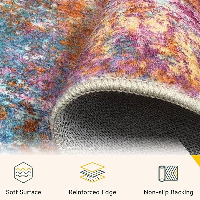 Washable Area Rugs 2'x3' Non-Slip Modern Abstract Soft - Image 4