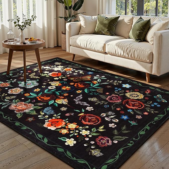 Rugflix 5x7 Washable Area Rug for Living Room, Soft Non Slip Low Pile Carpet by RugflixAreaRugs