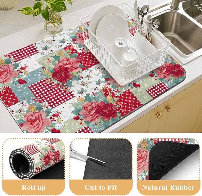 Kitchen Countertop Dish Drying Mat, Super Absorbent Coffee Bar Mat - Image 3