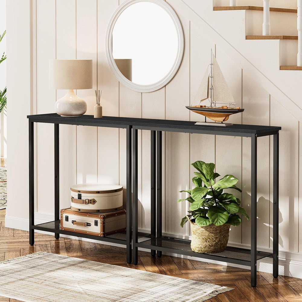 HOOBRO 29.5" Narrow Console Table, Small Entryway Table, 2 Tier Sofa Table