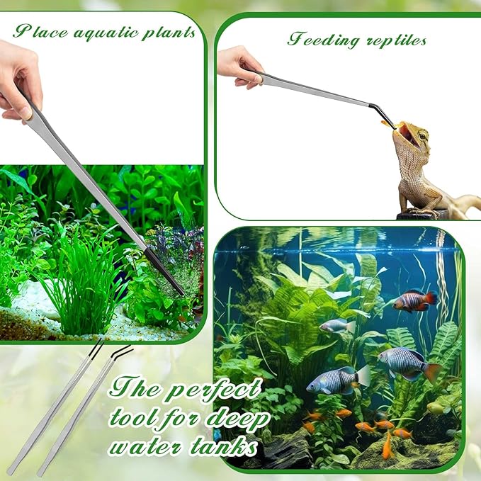 Lasnten 2 Pcs Extra Long Stainless Steel Reptile Feeding Tongs - Image 5