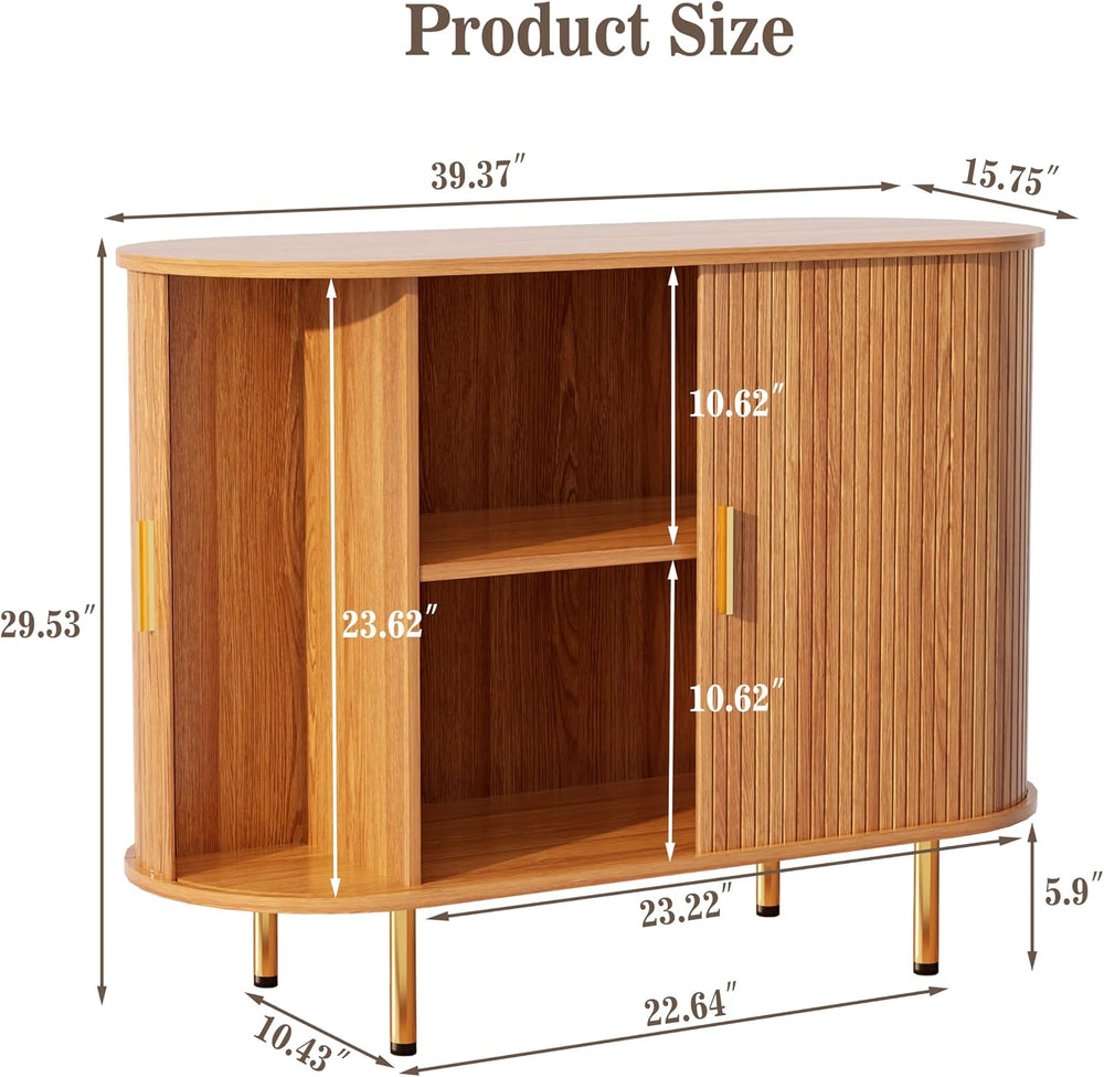 DHH Sideboard Buffet Cabinet with Storage,Mid Century Modern Fluted Accent Co...