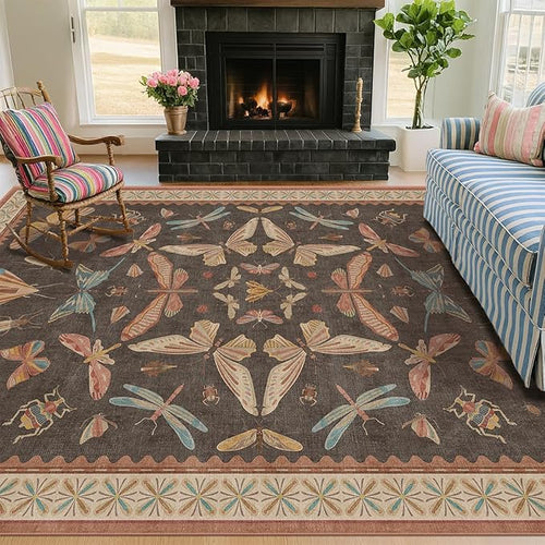 5x8 Brown Rugs for Living Room, Soft Boho Rugs for Bedroom, Non Slip Dining by HazoHaus