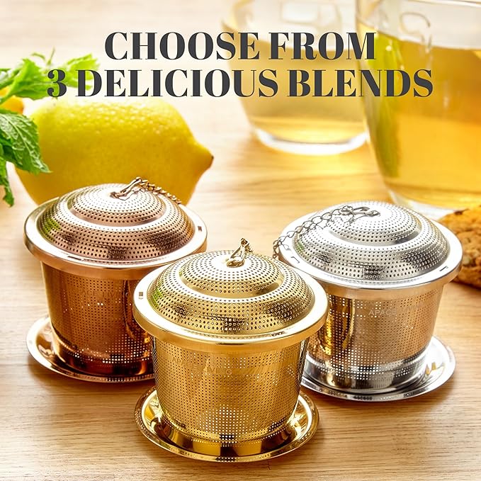 Tea Infuser Set of 2 with Tea Scoop & Drip Trays - Image 6
