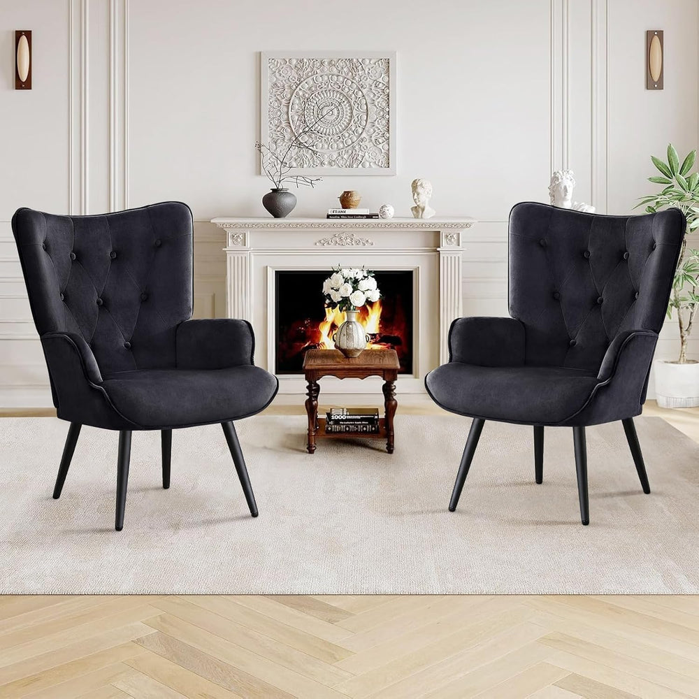 Furniliving Velvet Accent Chair for Living Room, Upholstered Reading Chair wi...
