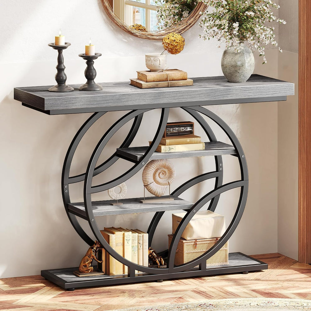 Huuger 41.3 Inch Entryway Table, Console Table with Shelves, Sofa Table