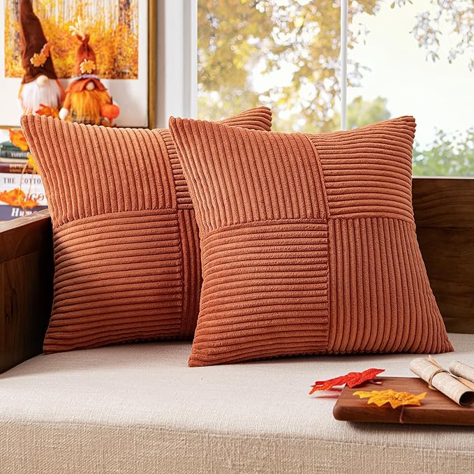 MIULEE Rust Decorative Throw Pillow Covers 18x18 Inch by MIULEE