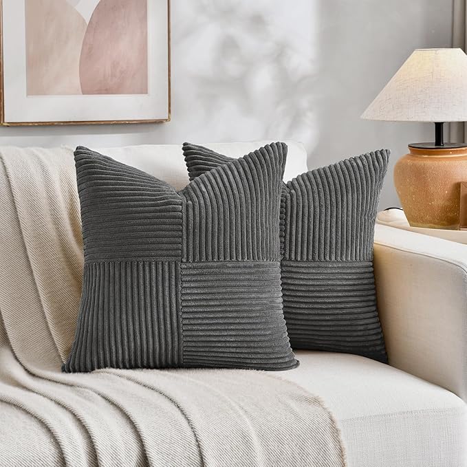 Fancy Homi 2 Packs Dark Gray Samll Decorative Throw Pillow Covers 12x12 Inch - Image 5