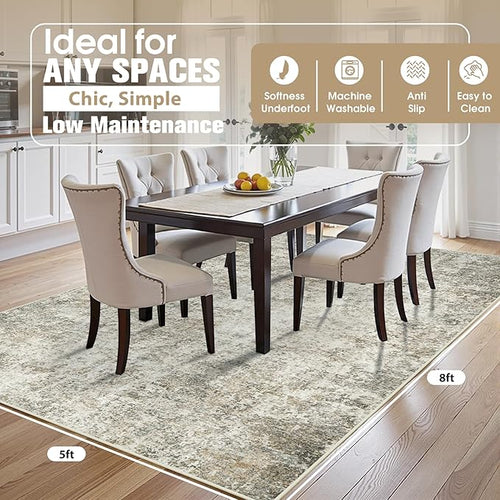 5x8 Area Rugs for Living Room Rug Washable: Abstract Rug for Dining Room - Image 2