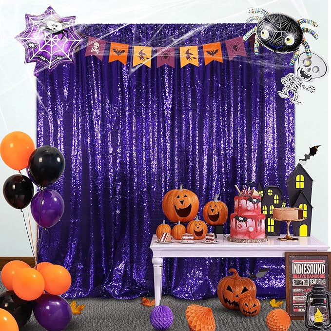 SquarePie Sequin Backdrop Less Transparent Background Sparkly Curtain for Wed...