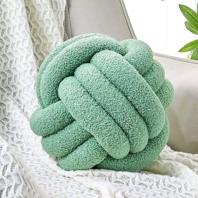 Uvvyui Knot Pillow Ball, Soft Home Decorative Round Throw Pillow, Handmade by Uvvyui