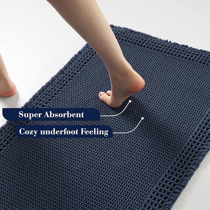 RESARE Waffle Bath Mat for Bathroom, Super Absorbent Bathroom Rugs Non Slip - Image 3