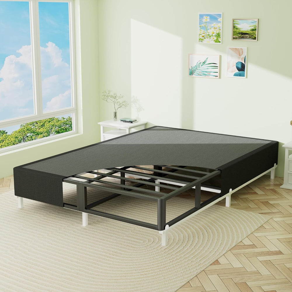 Superay King Box Spring, 10 inch Metal Bed Base with Fabric Cover