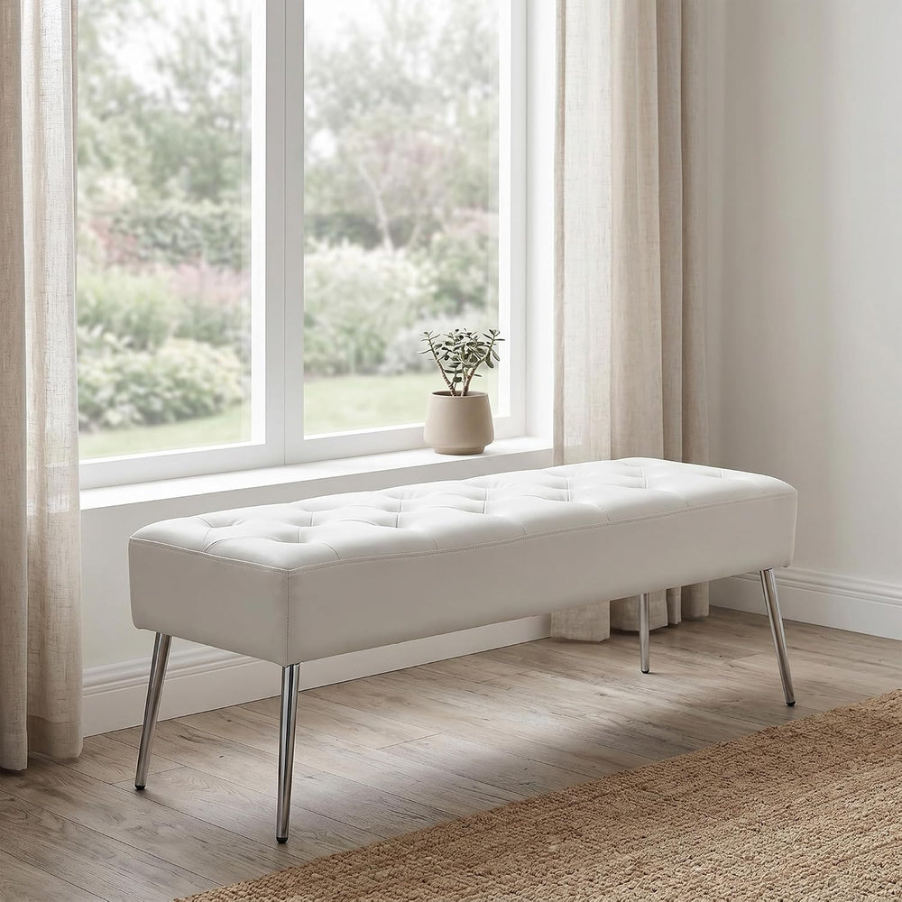 DUHOME Button-Tufted Ottoman Bench, Upholstered Footrest Stool Rectangular Di...