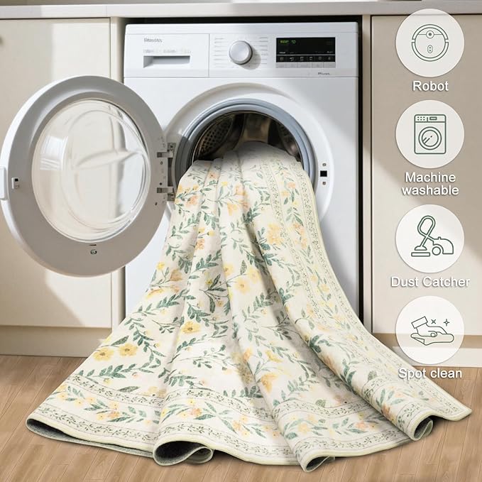 6x9 Area Rugs for Living Room: Floral Washable Rug Vintage Large Soft Boho - Image 6
