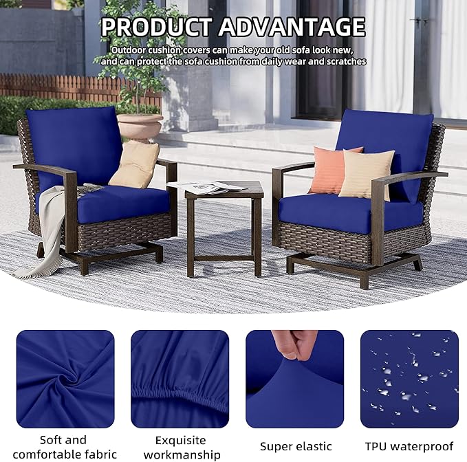 12Pcs Outdoor Cushion Covers, Patio Cushion Covers, Stretch Elastic Slipcovers - Image 3