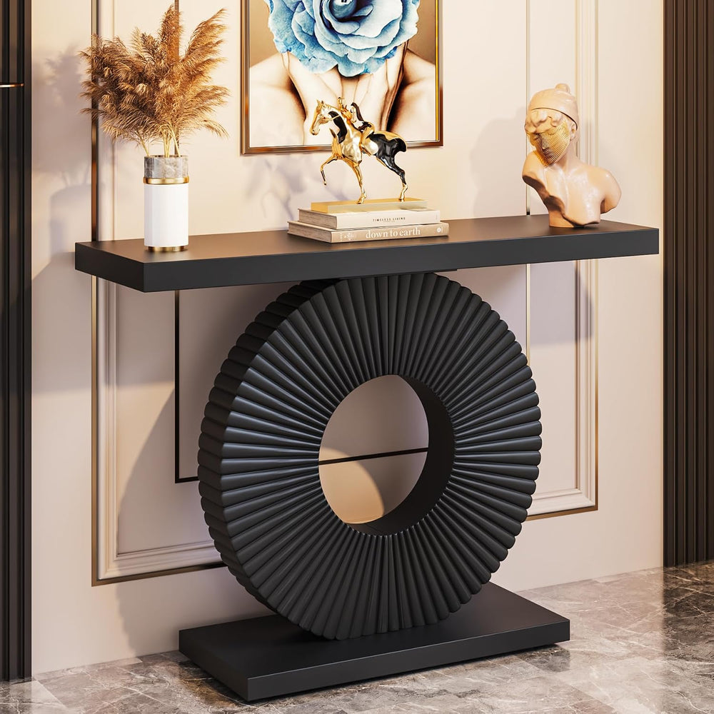 Tribesigns Modern Console Table with Geometric Base, 40 inch Wood Entryway Ta...