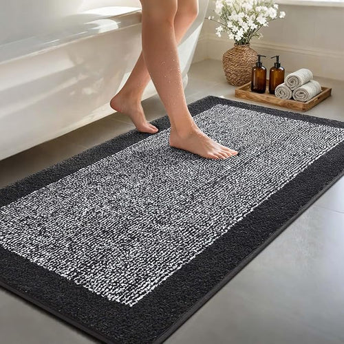 70x24 Long Bathroom Rugs Washable Non Slip, Dark Grey Bath Mat by Unknown