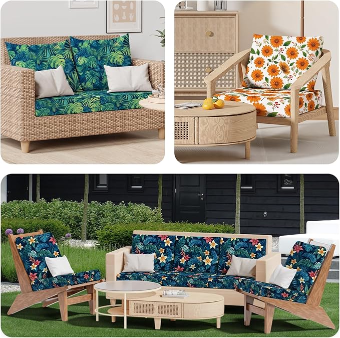 8Pcs Stretch Patio Cushion Covers, Outdoor Couch & Sofa Replacement Slipcovers - Image 9