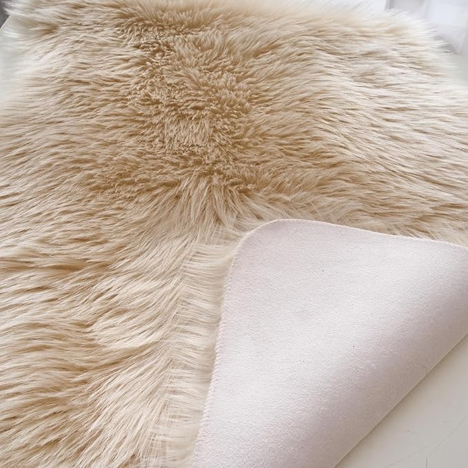 EasyJoy Ultra Soft Fluffy Shaggy Area Rug Faux Fur Rug Chair Cover Seat Pad - Image 6