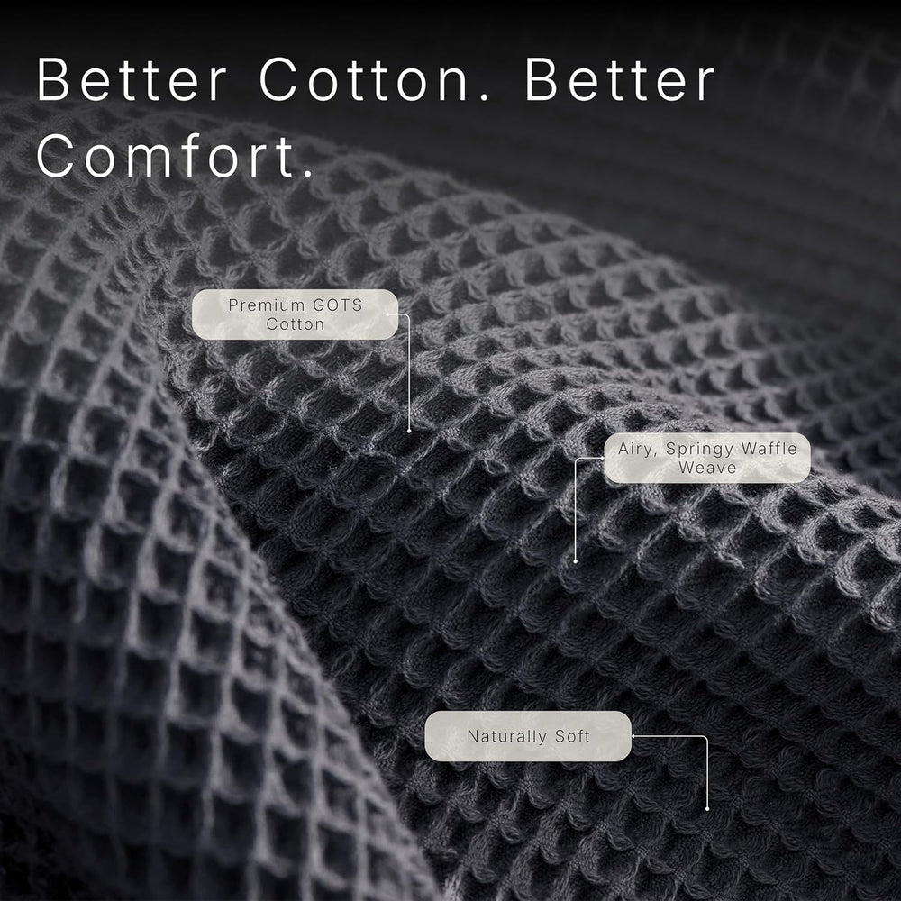 GOTS Certified 55"X60" Throw 100% Organic Cotton Blanket-Charcoal Grey