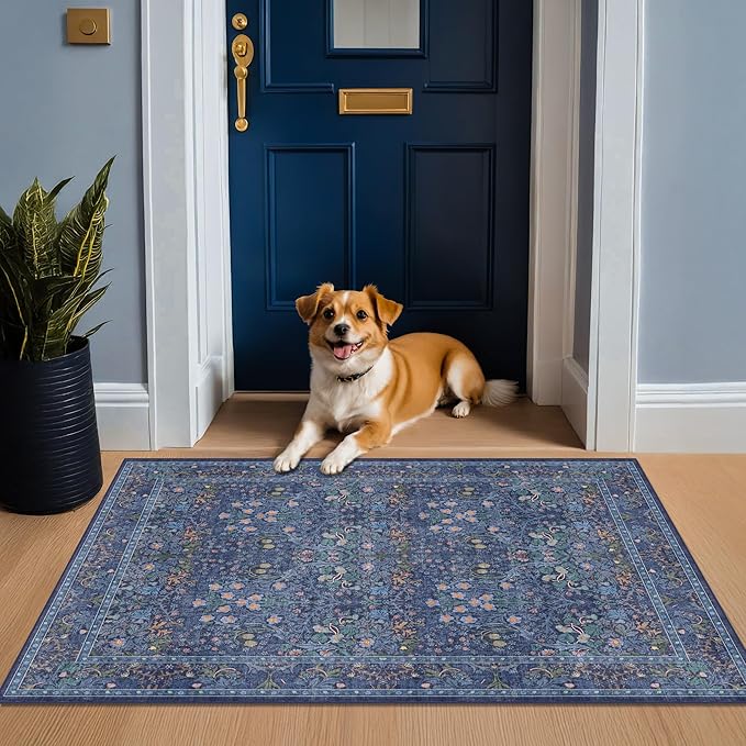 Vintage Dark Blue 3x6 Area Rugs - Image 6