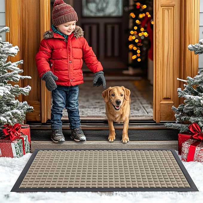 Smiry Front Door Mat Outside Entrance, Heavy Duty Natural Rubber Doormat - Image 8